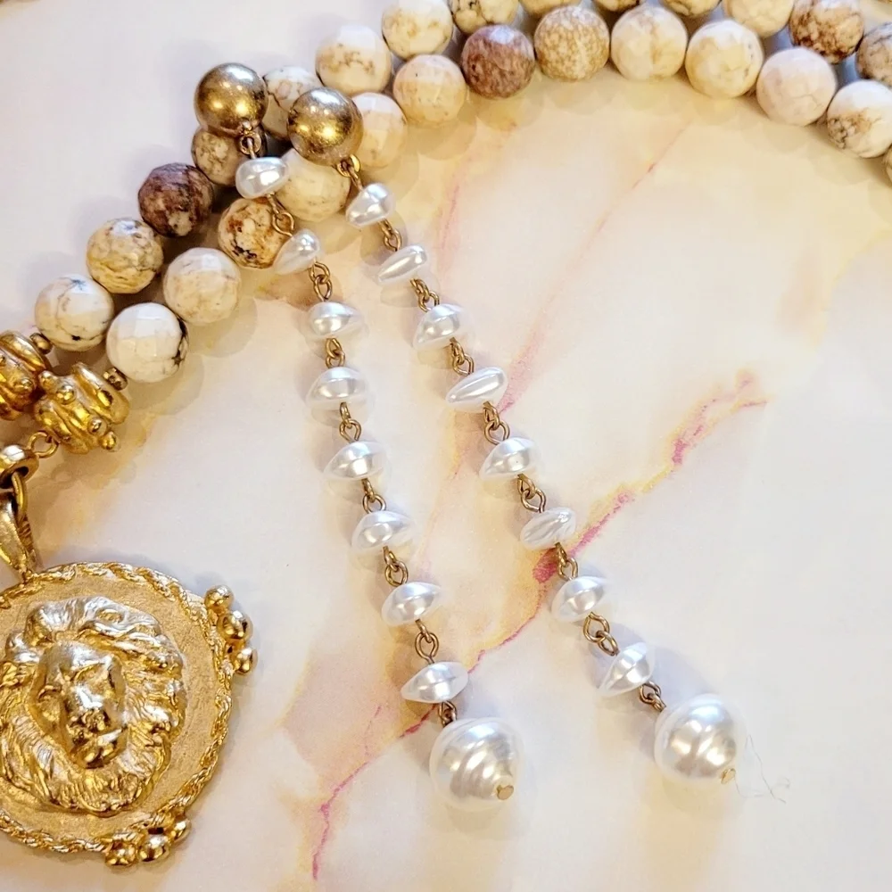 NWT Cultured Freshwater Pearl Strand Long Drop Gold Earrings